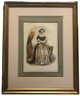 Antique 19thC  Hand-Colored Double Matt Framed Hand-Colored Etching Fashion Print