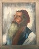 Pleasing Vintage (Unsigned) Oil On Board Painting Of Bearded Man, Old Gallery Stickers On Reverse