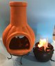 MD Size Terracotta Jack-O-Lantern Chiminea And Electric Lighted Flame Caldron