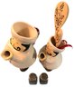 Pair Similar Ceramic Chef Pitcher And Creamer And Pair Chef Salt & Pepper Shakers