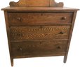 Antique 3 Drawer Oak Chest On Legs With Oval Tilting Mirror