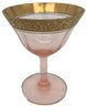 Four Glasses - Pink Glass With Gold Band