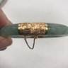 Stunning Vintage 14K Gold (Marked) &  Carved Jade Hinged Bracelet