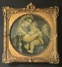 Vintage Ornate Easel Framed Renaissance Picture Of Mother & 2 Children, 6.75' X 7'H