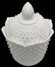 Vintage Large, Heavy Hobnail Milk Glass Covered, Footed  Jar And Planter