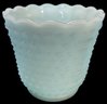 Vintage Large, Heavy Hobnail Milk Glass Covered, Footed  Jar And Planter