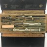 Vintage German Drafting Tools Compasses In Leather Case, SCHOENKER