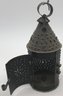 Vintage Pierce Tin Hanging Candle Lantern, 4.25' Diam. X 10.5'H
