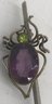 Antique Spider Or Beetle Pin With Amethyst And Peridot Stones,