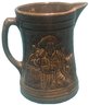 Large Antique Brown Glazed Yellowware Ale Beer Grog Pitcher With Sea Captain