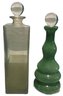 Two (2) Antique Glass Top Bottles With Glass Stoppers