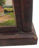 Vintage 8-Day Gothic Chime Steeple Clock, Mahogany Veneer, Painted Thatched Cottage On Glass