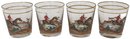 Vintage Set Of 8 Gold Rimmed Rocks Glass With Hand-Painted British Fox Hunting Scene