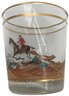 Vintage Set Of 8 Gold Rimmed Rocks Glass With Hand-Painted British Fox Hunting Scene