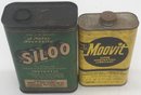 2 Vintage Automotive Oil Lubricant Cans 1-SILOO & 1-MOOVIT (Both With Contents And Appear Unopened)