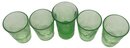 5 Pcs Set Green Uranium Depression Glass Shot Glasses, 4 Same And Another