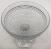 1 Pc Imperial Clear Stemmed Ribbed Depression Glass Candy Dish, 4.75' Diam. X 5.5'H