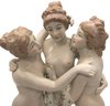 Fabulous Porcelain Statue Of Antonio Canova's The Three Graces On Rect Floral Plinth, 12.5'W X 7.5'D X 20'H