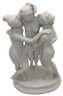 Fabulous Parian Bisque Statue Of Antonio Canova's The Three Graces On Oval Plinth, 6'W X 4'D X 9.5'H