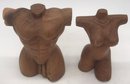 Vintage Pair Carved Wooden Perfect Body Torsos, 1-Female & 1-Male
