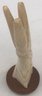 Antique African Carved Bone Statue Of Woman On Wooden Base, 3' Diam. (Base) X 7.5'H
