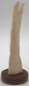 Antique African Carved Bone Statue Of Woman On Wooden Base, 3' Diam. (Base) X 7.5'H