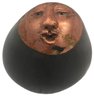 Large Vintage Carved Seed With A Face Painted Copper, Bottom Signed Emmett, 3.25'W X 2.5'D X 4'H