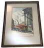 Vintage Well Framed Watercolor Of Ladies At An Outdoor Flower Market Signed Marc