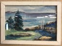 Vintage Framed Watercolor Of Pemaquid Pint Maine By Ruth Breede, Frame 15.5'W X 13.5'H