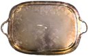 Vintage Silver Plated Footed Serving Tray With Handles, 23.25' X 14.25' X 1.5'H