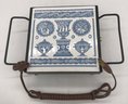 1960's Electric Trivet With Blue & White Ceramic Tile , 10'W X 6' X 2.25'H