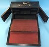 19thC Diminutive Black Lacquered Chinoiserie Decorated Traveling Desk, 2 Dorrs