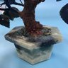 Vintage Chinese REAL Carved Jade & Hard Stone Wired Bonsai Tree In Stone Vase, 10'W X 7'd X 9.5'H