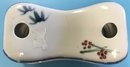 Vintage Chinese Porcelain Neck Rest With Foliate And Grecian Key Designs, 8' X 4.25' X 4.5'H
