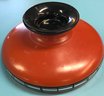 Striking Vintage Orange And Black Over Clear Glass Round Footed Centerpiece Bowl, 10.25' Diam. X 4.5'H