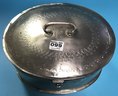 Vintage Oval Metal Aluminum Hinged Hand Embossed Lunch Box Or Carrying Case With Latch, 10.5' X 8.5' X 6.25'H
