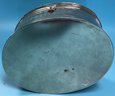 Vintage Oval Metal Aluminum Hinged Hand Embossed Lunch Box Or Carrying Case With Latch, 10.5' X 8.5' X 6.25'H
