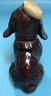 Vintage Majolica Bank In Dog Wearing Beret Form With Locking Collar (Lock No Key) 5'L X 3.5'W X 6'H
