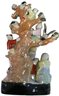 Antique Bodhidharma Monk With Children In Cherry Tree With Storks, 8'W X 8'D X 13'H