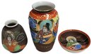 Three (3) Pcs 2othC Similarily Decorated Japanese Porcelains, 2 Vases & 1 Small Dish