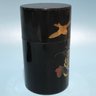 2 Pc Chinese RD Tea Canister (3-3/8' Diam. X  5-3/4')  & Folding Wooden Calling Card Case (4-58' X 3')