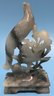 3 Pcs Antique Chinese Carved Gray Marble Birds, Largest 3' X 1.5' X 5.75'H