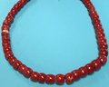25' Strand Of Large Graduated Carved Red Coral Catawaki Beads