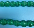 Vintage String Of Green Hand Blown Glass Beads Ready To Be Made Into Necklace, 28'L