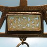 Early 20thC Hanging Brass Gong With Carved White Jade Insert, 8.5'w X 2'd X 5'h