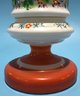 Antique Enameled Milk Glass Footed Trophy Cup Vase With Raised Enameled Design, 5' Diam. X 7.5'H