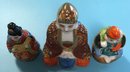 3 Pcs Vintage & Antique Japanese Porcelain Moriage Decorated Seated Figures