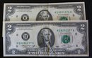 Eleven Two Dollar Bills - 3 US Notes - 8 Federal Reserve Notes