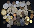 Lot Of Foreign Coins Including Antique Pennies- Weighs Approximately 2 Lbs 1 Oz.