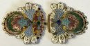 Antique DEPOSE French Ladies Enameled Belt Buckle, Combined 3.5' X 2'